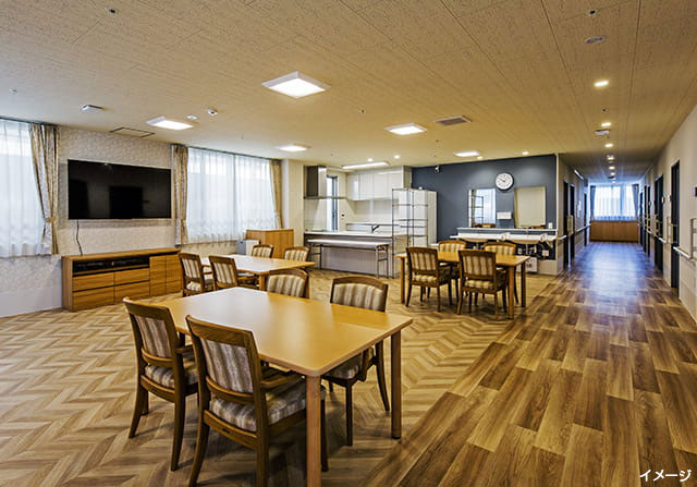 相模原市の看護小規模多機能型居宅介護 エクセレント相模大野【居間・食堂】